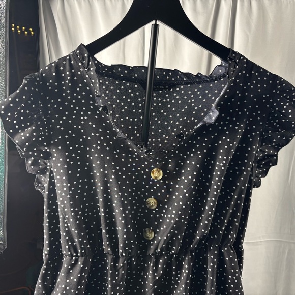 BloomChic Black and White Polka Dot Midi Dress - Picture 4 of 5